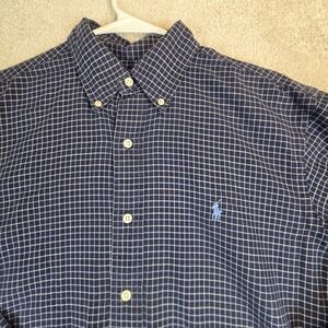 Vtg Ralph Lauren Mens Classic Fit Blue White Check Button Down Shirt M